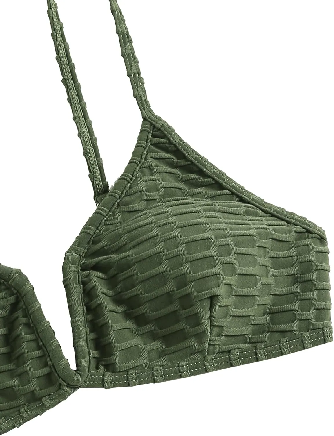 ZAFUL Women's High Cut Bikini Sets Ribbed V-Wire Cami Bikini Set