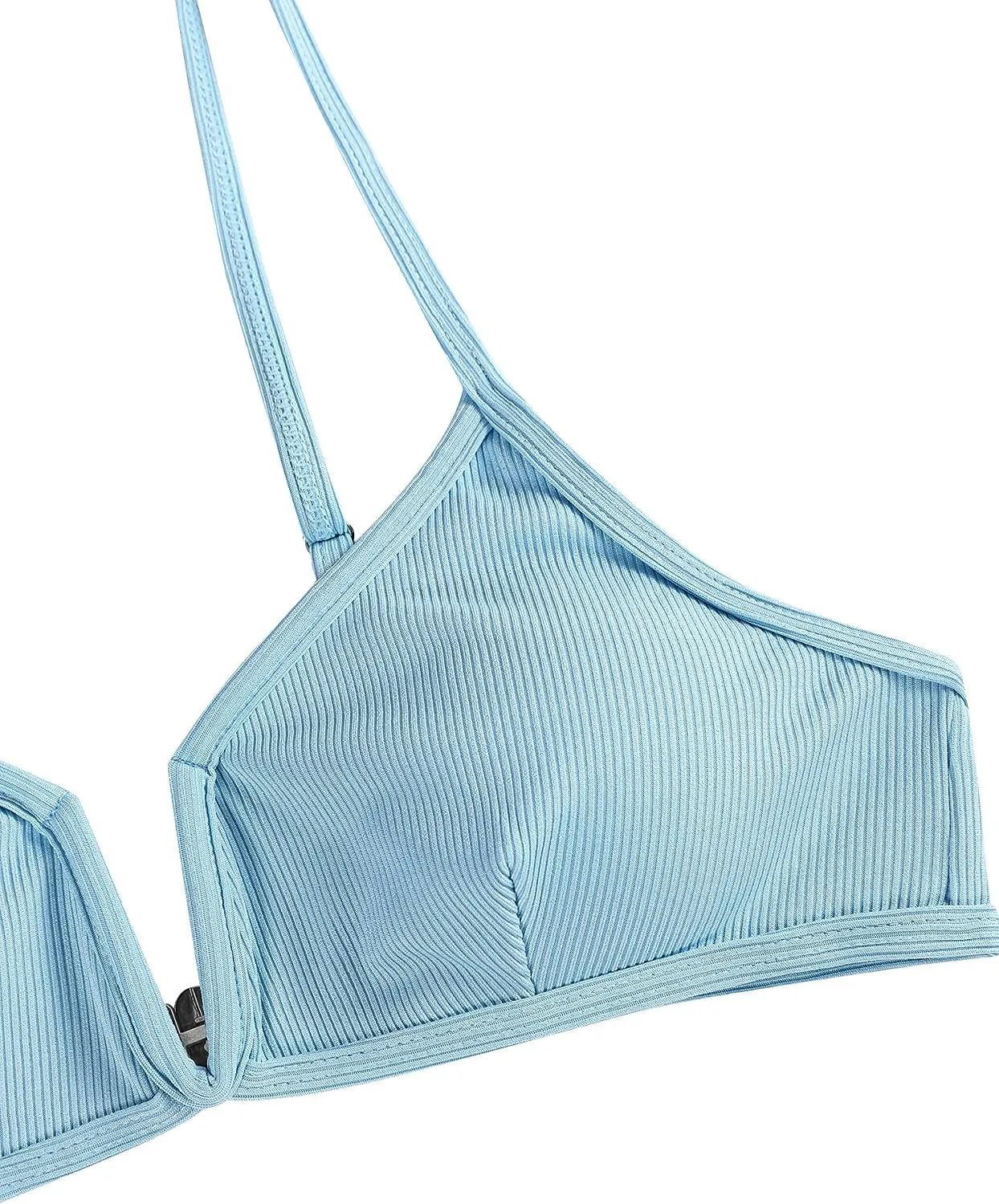 ZAFUL Women's High Cut Bikini Sets Ribbed V-Wire Cami Bikini Set