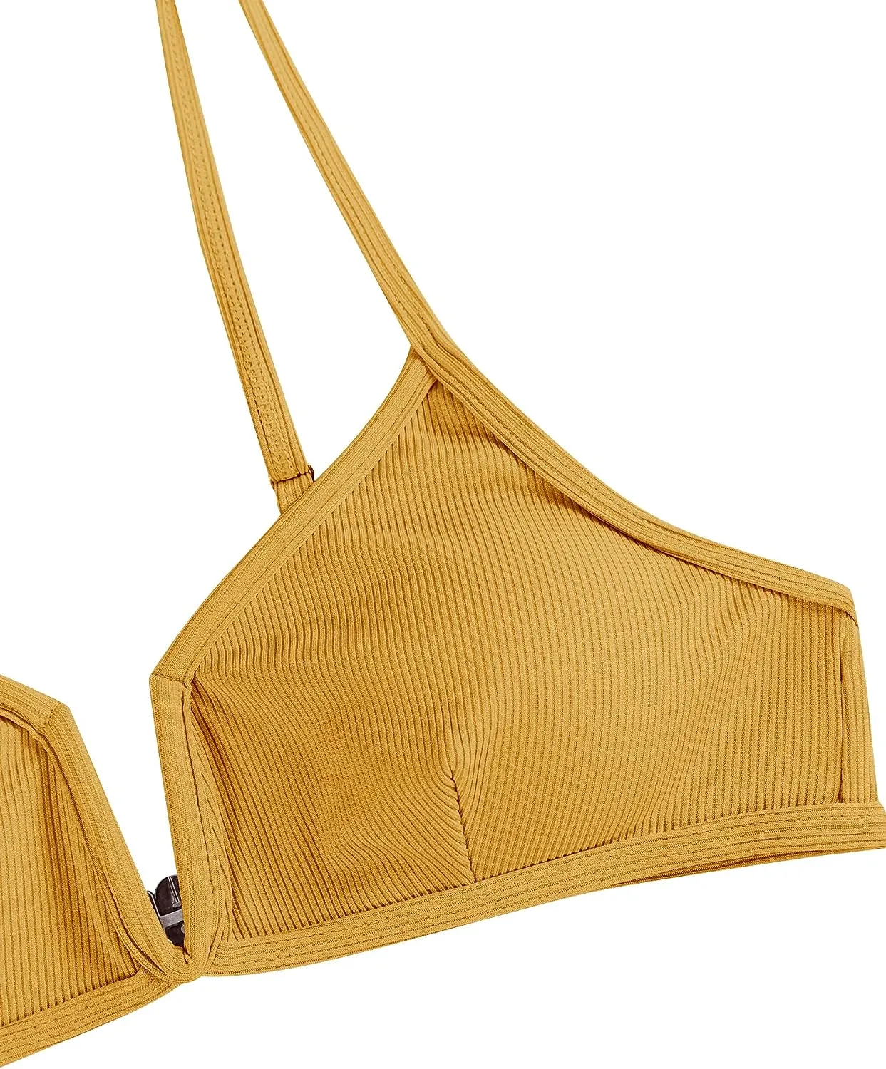 ZAFUL Women's High Cut Bikini Sets Ribbed V-Wire Cami Bikini Set