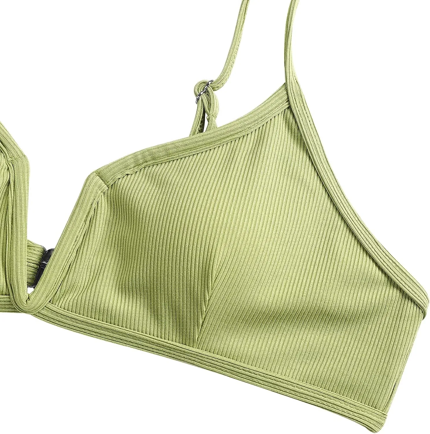 ZAFUL Women's High Cut Bikini Sets Ribbed V-Wire Cami Bikini Set