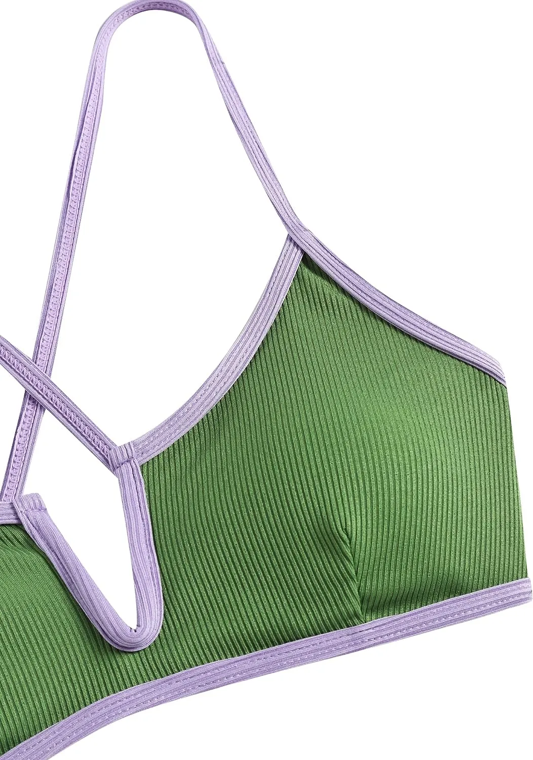 ZAFUL Women's High Cut Bikini Sets Ribbed V-Wire Cami Bikini Set