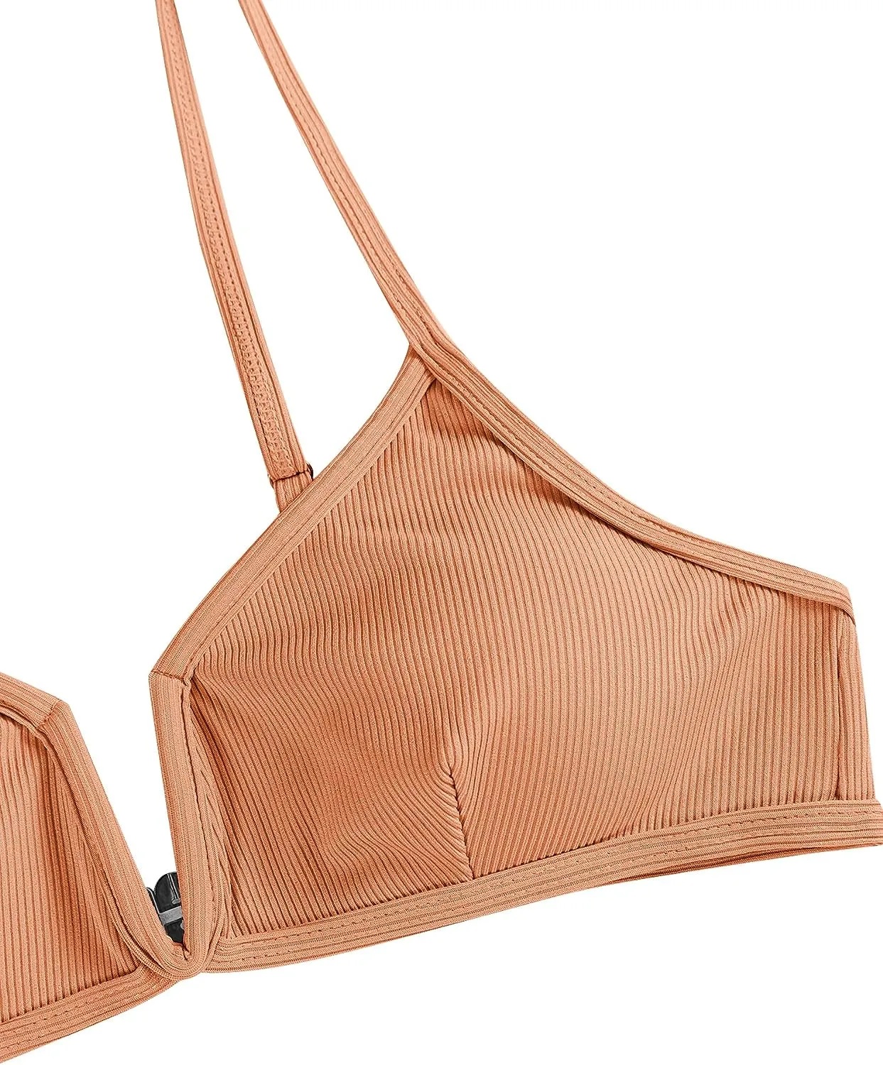 ZAFUL Women's High Cut Bikini Sets Ribbed V-Wire Cami Bikini Set