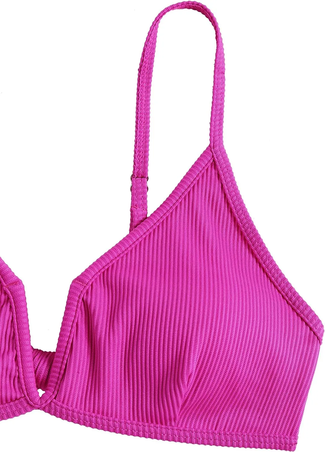 ZAFUL Women's High Cut Bikini Sets Ribbed V-Wire Cami Bikini Set