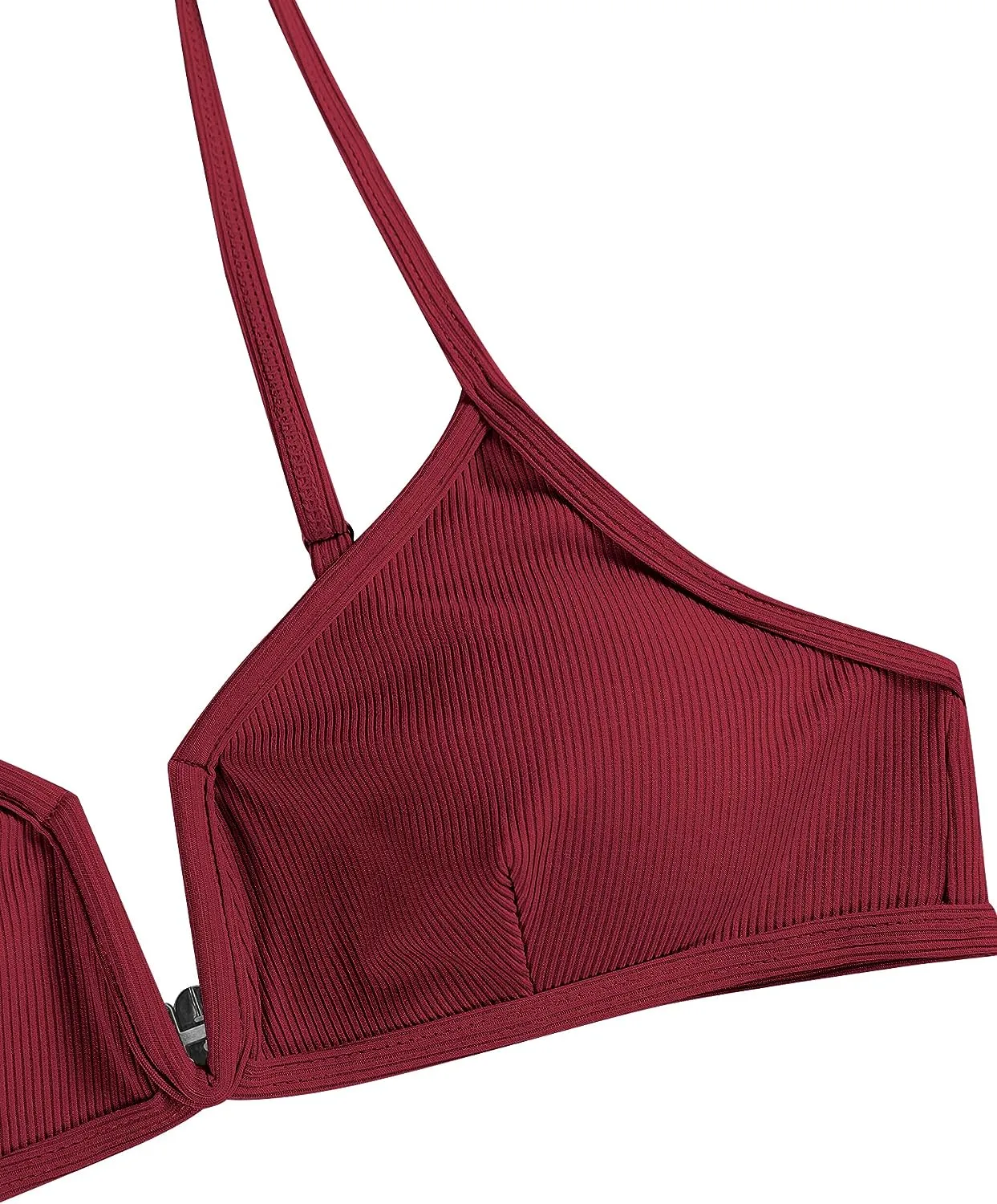 ZAFUL Women's High Cut Bikini Sets Ribbed V-Wire Cami Bikini Set