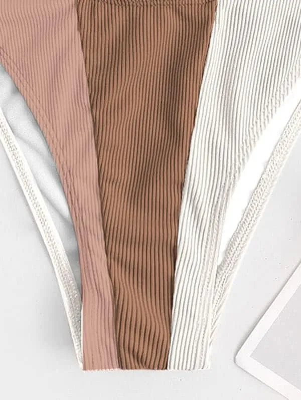 ZAFUL Women's High Cut Bikini Sets Ribbed V-Wire Cami Bikini Set